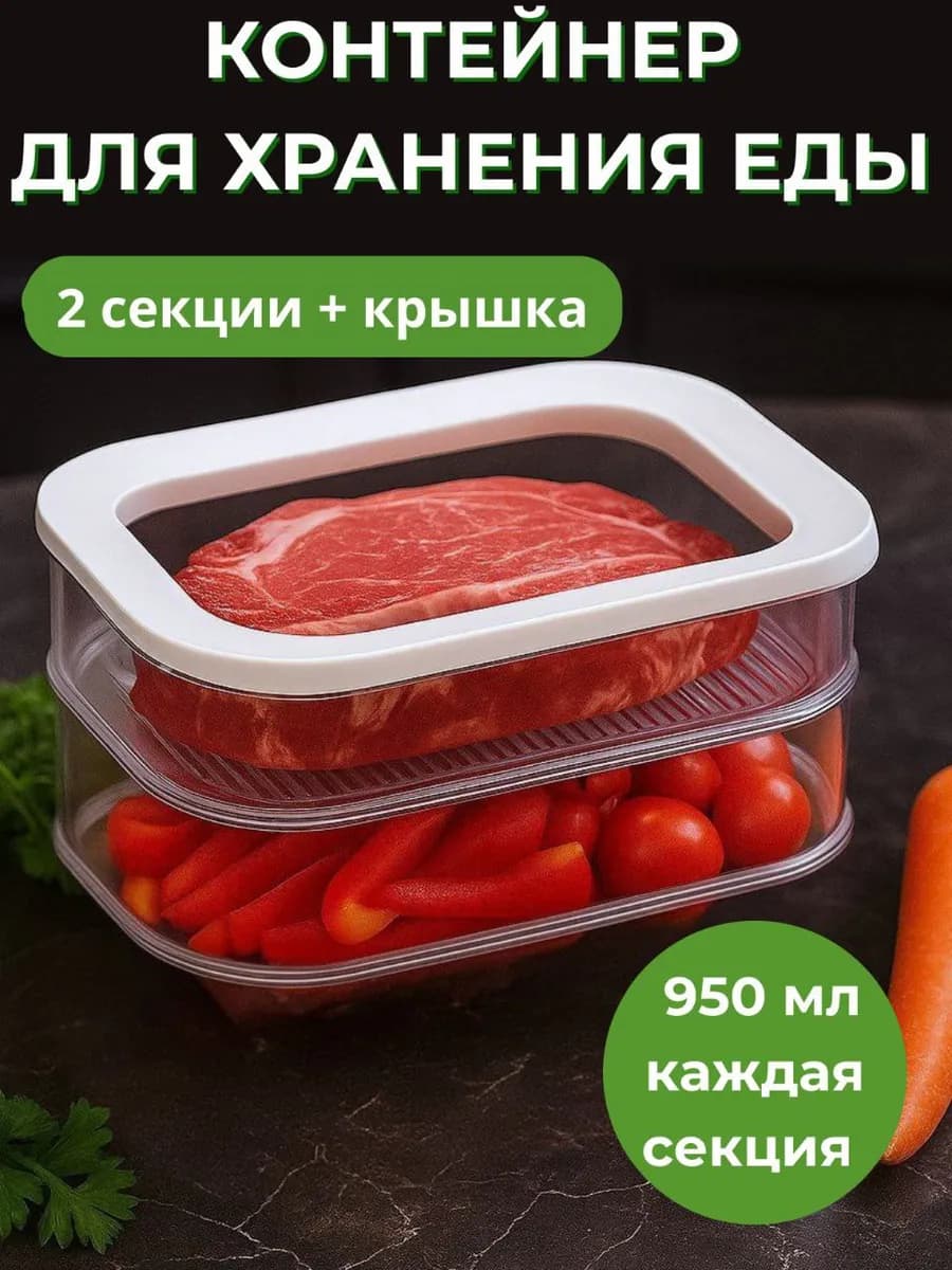 Контейнер для хранения нарезанных продуктов двухъярусный