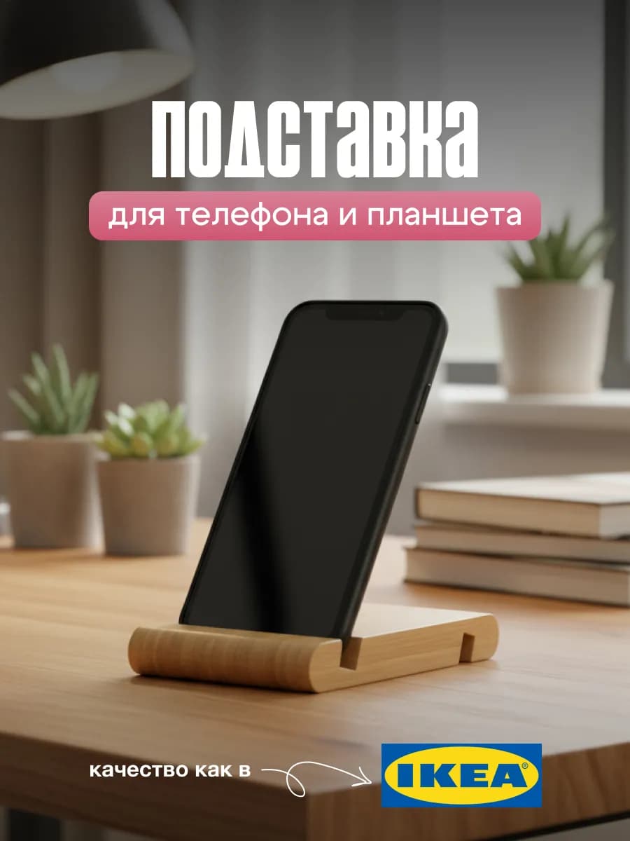 Подставка для телефона и планшета на стол деревянная
