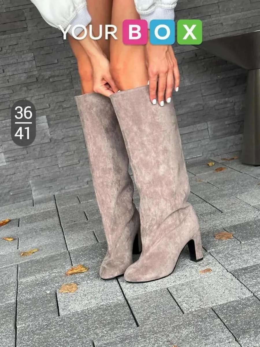 Сапоги женские демисезонные трубы на каблуке весенние