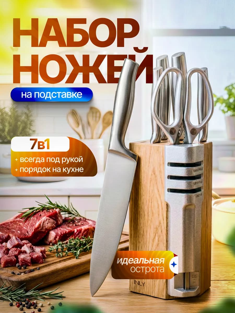 Набор ножей кухонных на подставке
