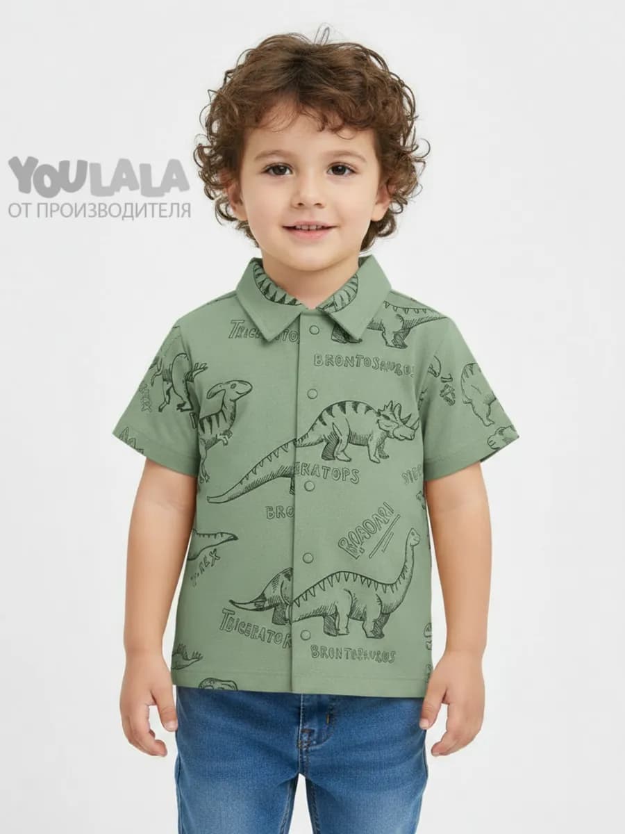 Рубашка с коротким рукавам на кнопках в садик