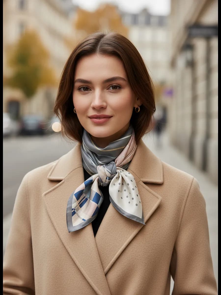 Теплый платок на голову и шею