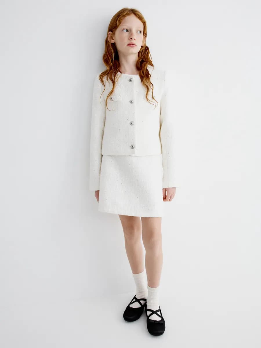 Твидовая юбка короткая нарядная с пайетками