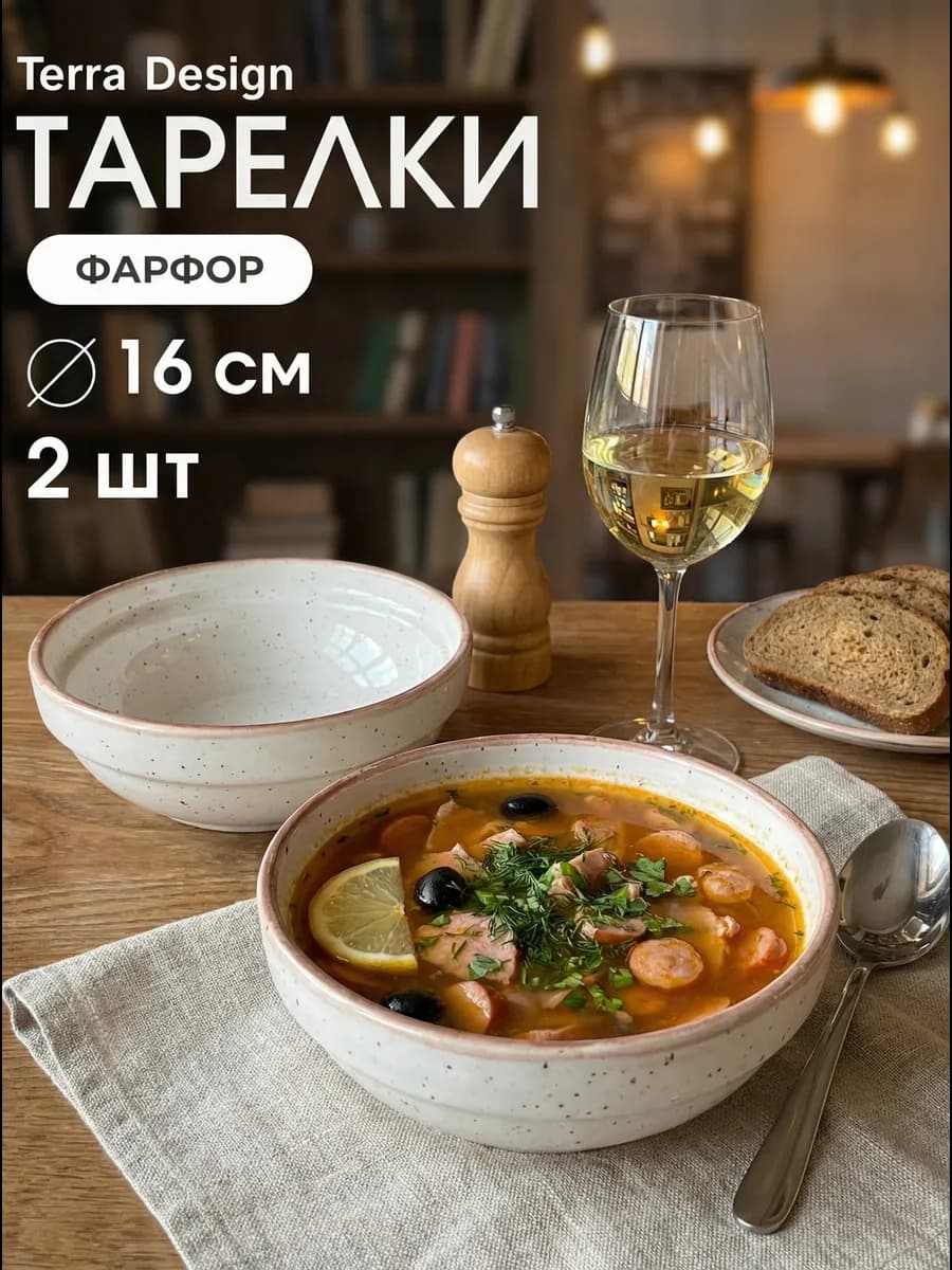 Тарелки для супа глубокие 2 штуки