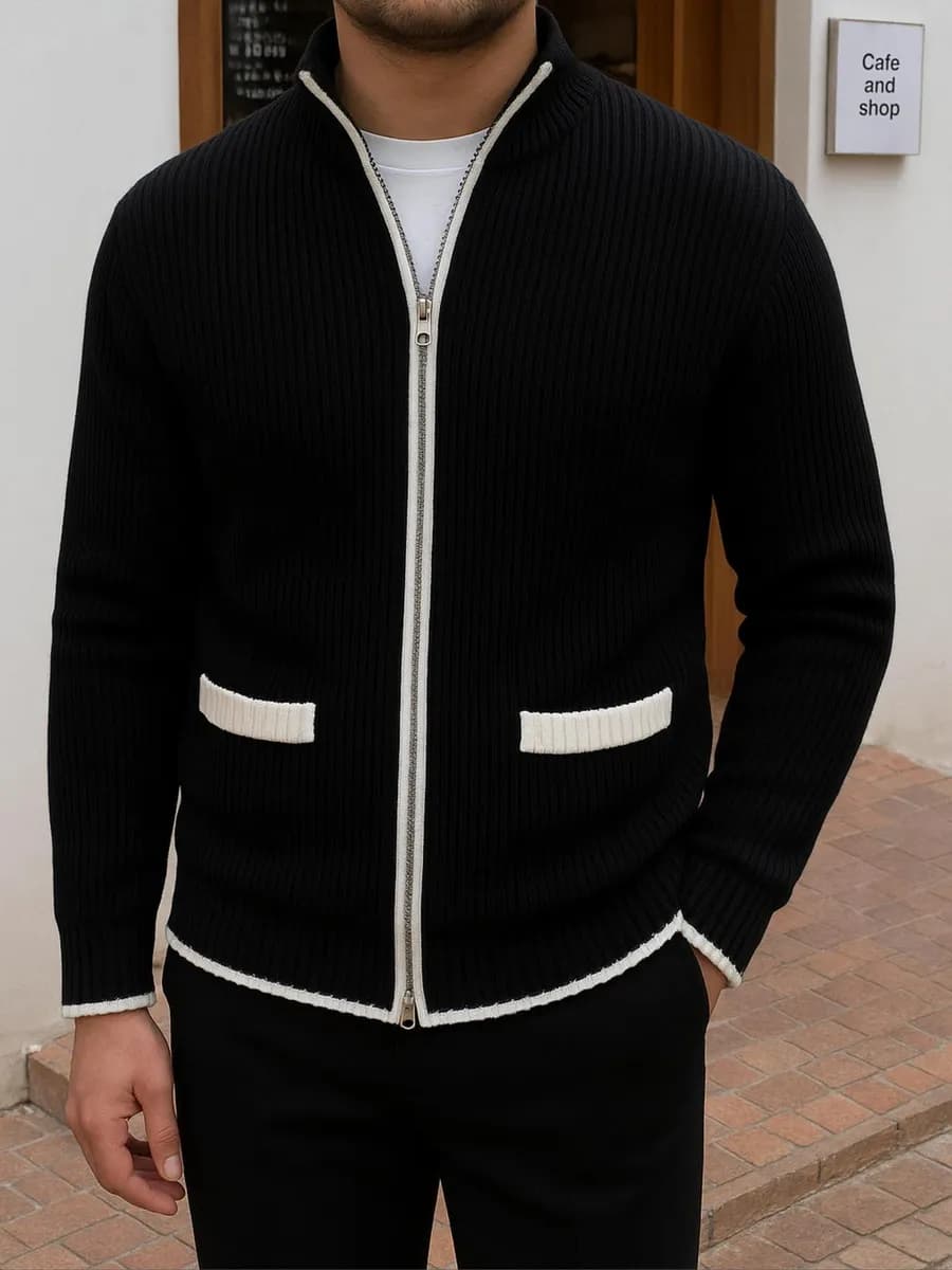 Свитер вязаный old money кардиган на молнии