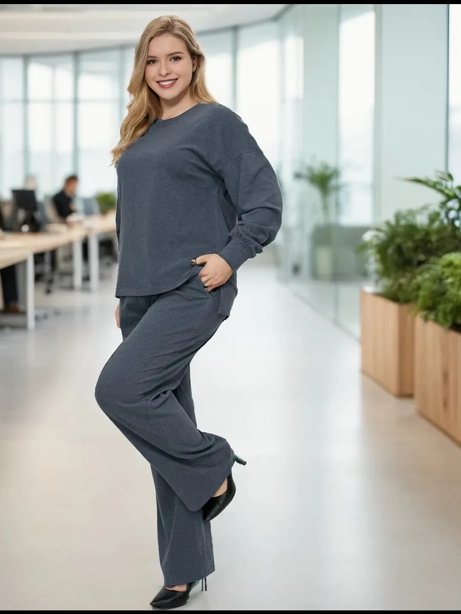 Костюм двойка теплый трикотажный c брюками спортивный