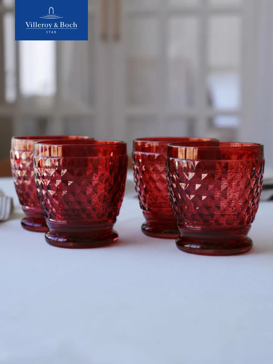 Набор красных стаканов для воды 330мл, 4 шт, Boston Coloured