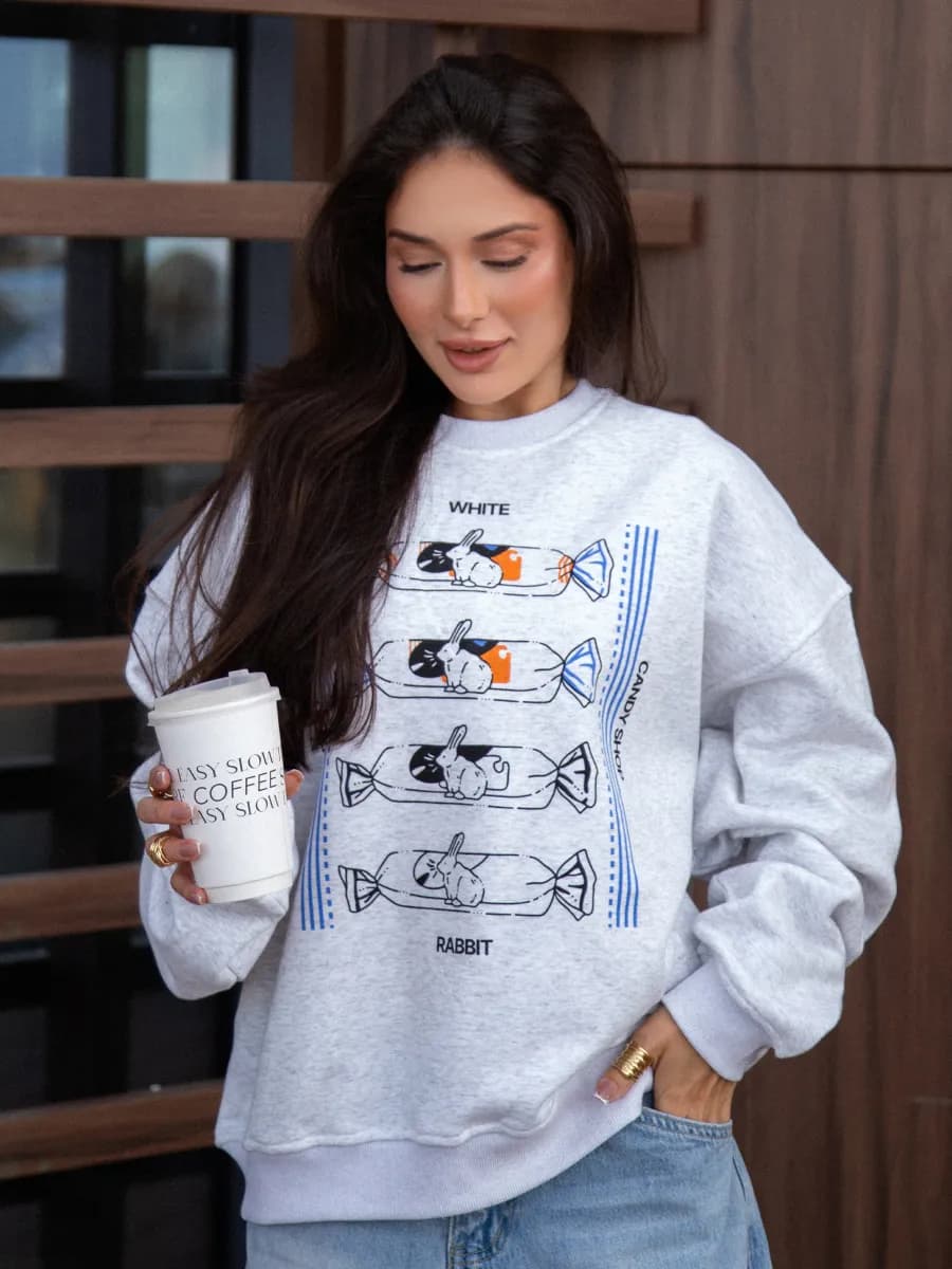 Свитшот удлиненный оверсайз теплый с начесом базовый