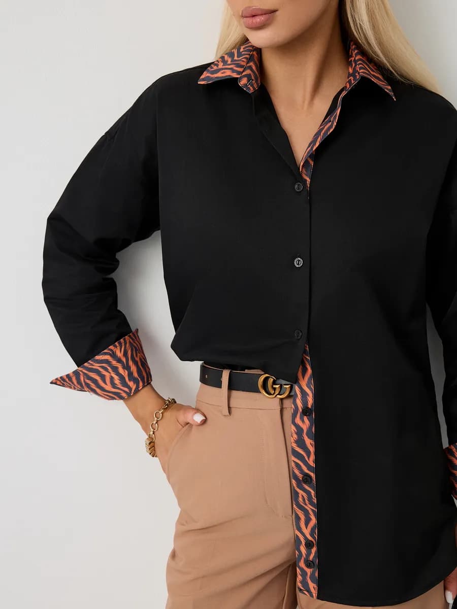 Рубашка праздничная оверсайз офисная на 23 февраля