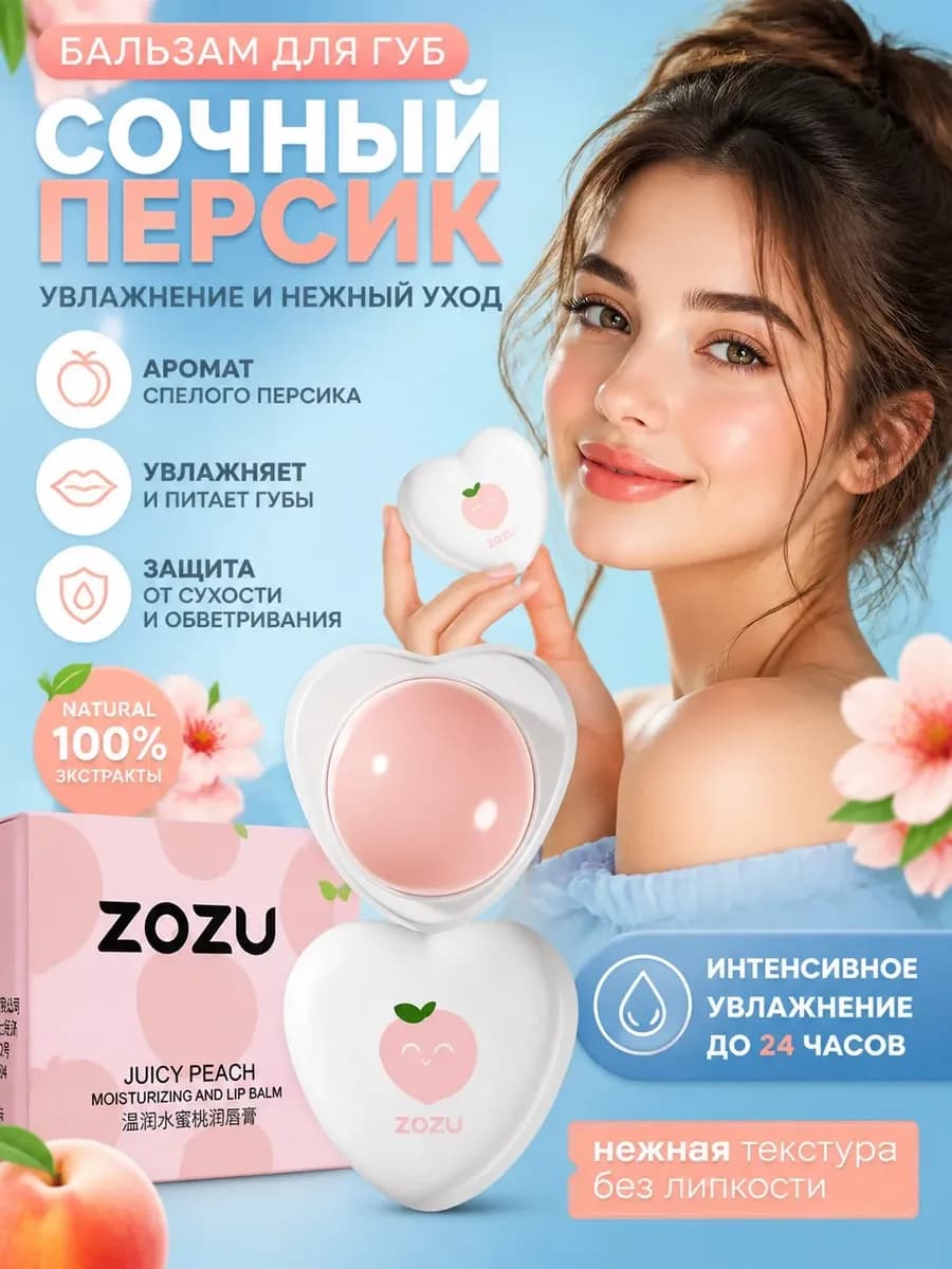 Бальзам блеск для губ ZOZU увлажняющий "Персик"