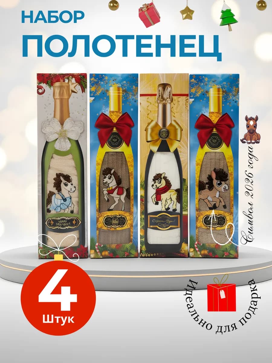 Подарок на новый год 2026 набор кухонных полотенец