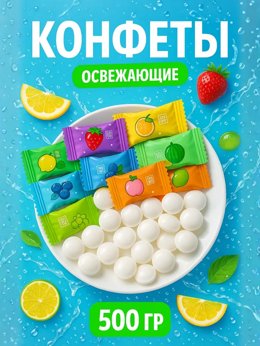 Китайские освежающие конфеты без сахара 500 гр