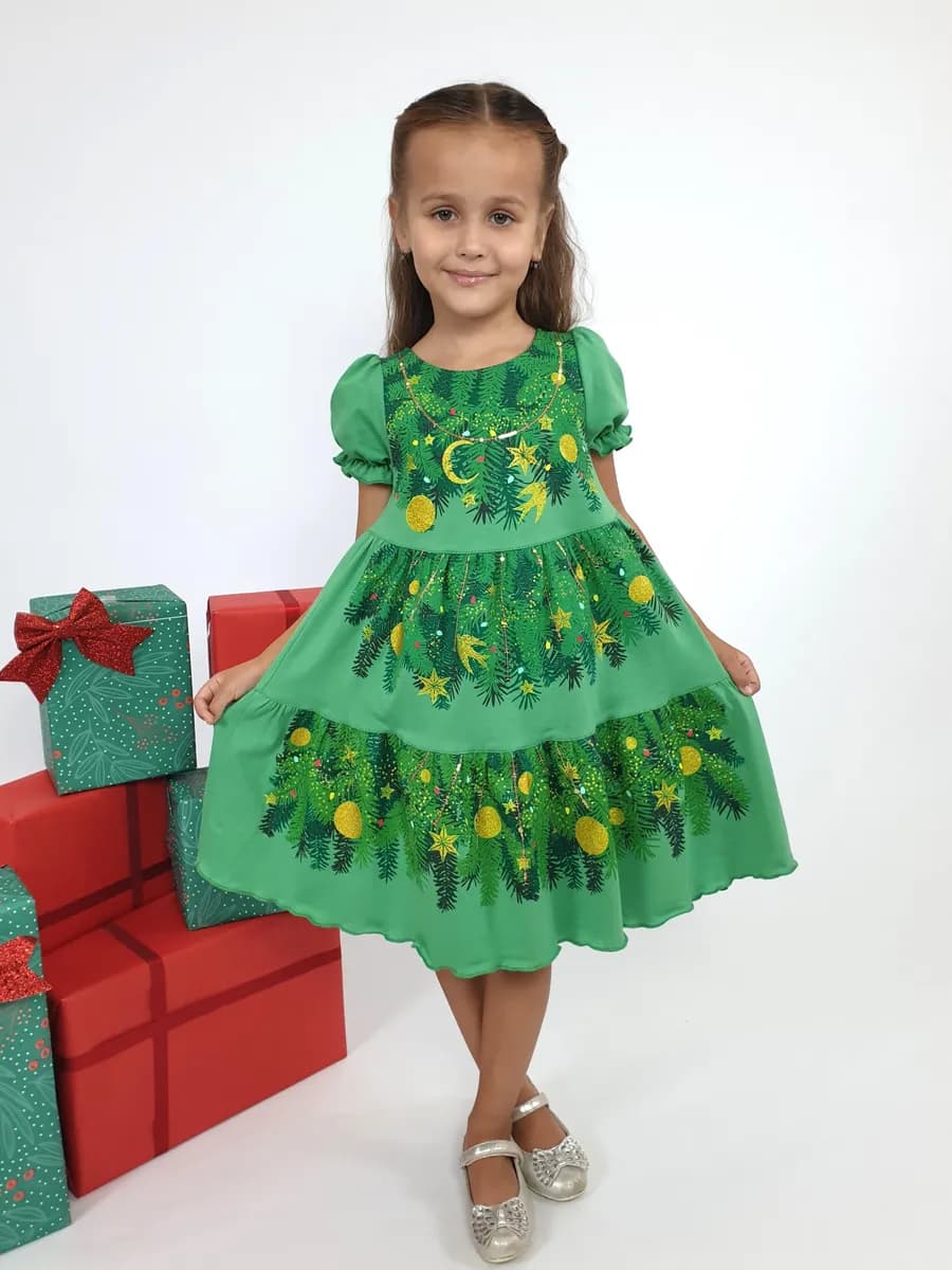 Платье детское Елочка на утренник в садик