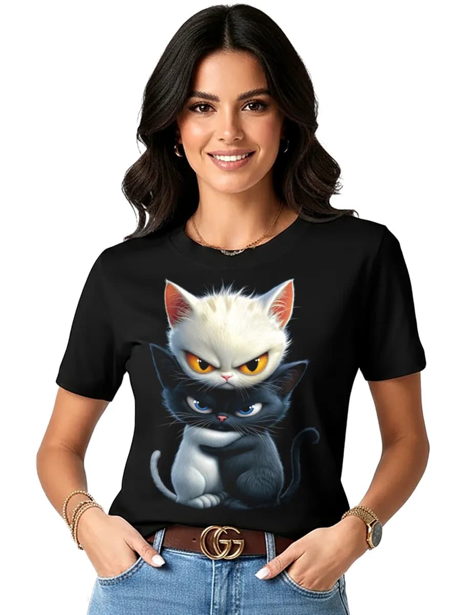 Футболка со светящимся принтом два кота