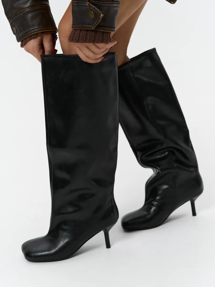 Сапоги на каблуке трубы демисезон - фото 1