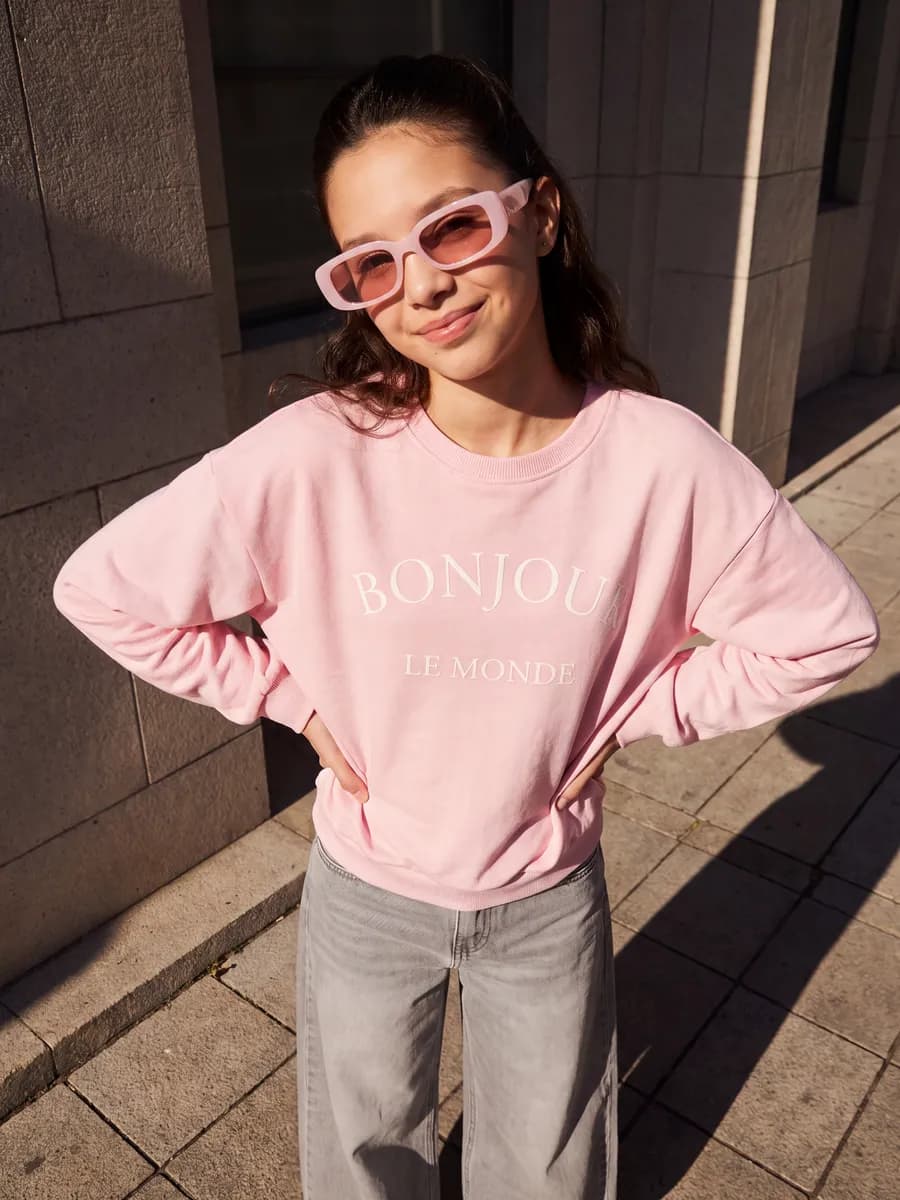 Свитшот с принтом Bonjour le monde