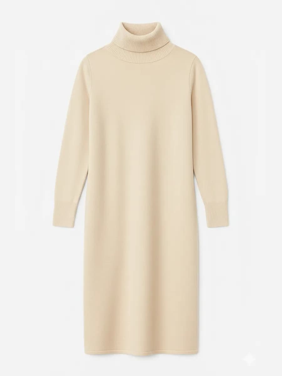 Платье-водолазка однотонное прямого кроя