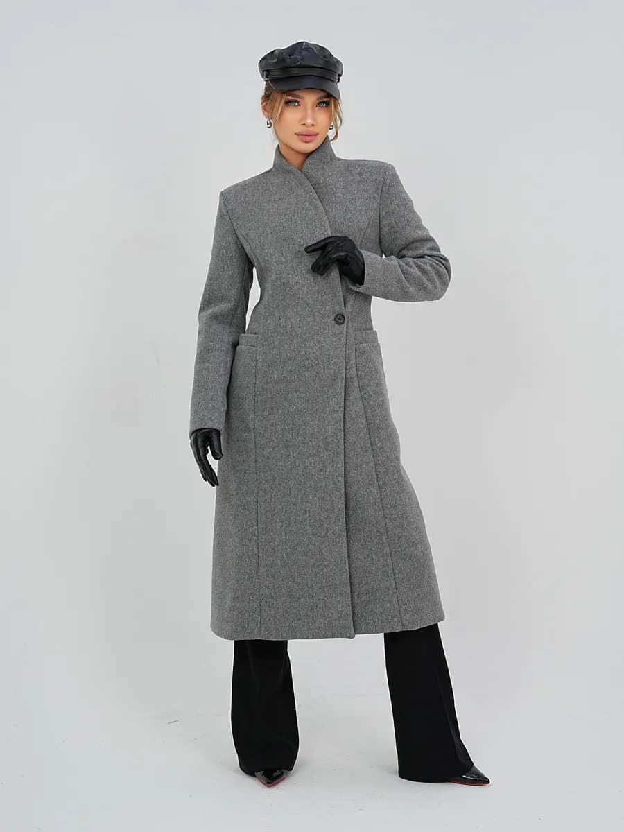 Пальто макси приталенное теплое зима - фото 1