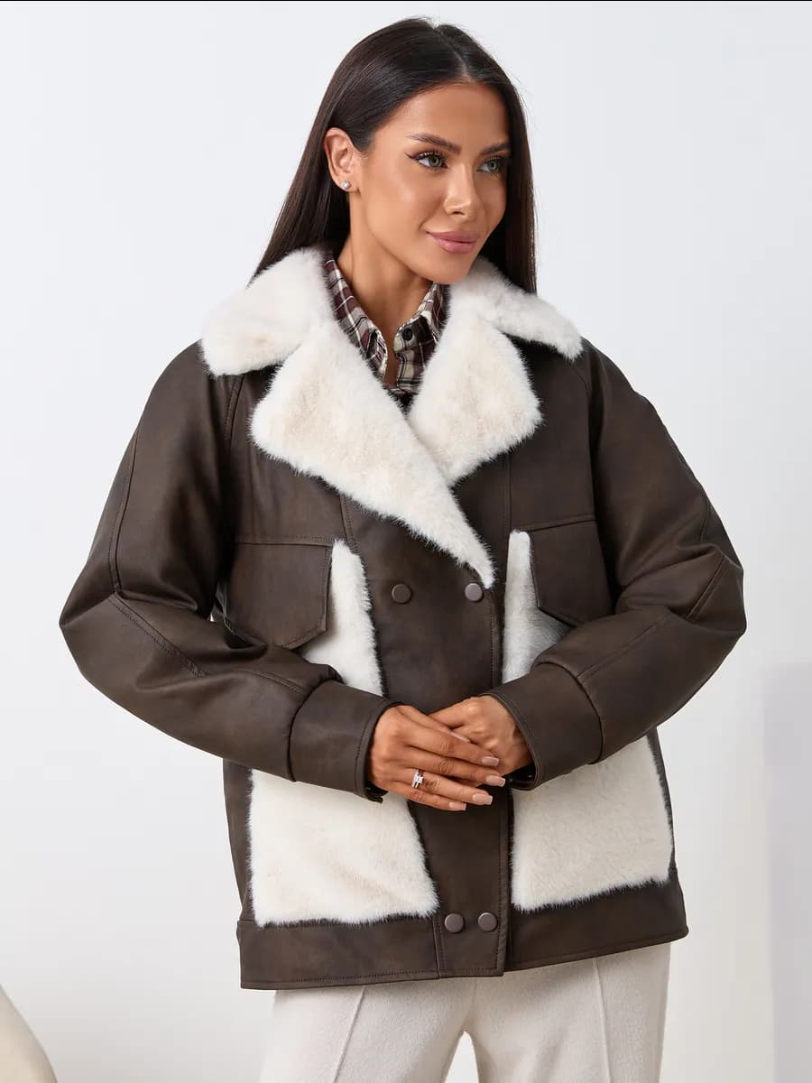 Куртка кожанка демисезонная с мехом