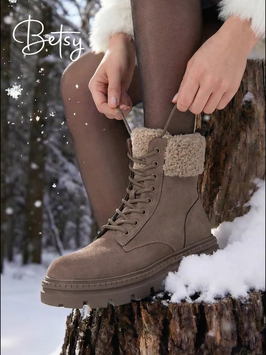 Ботинки зимние берцы замшевые коричневые