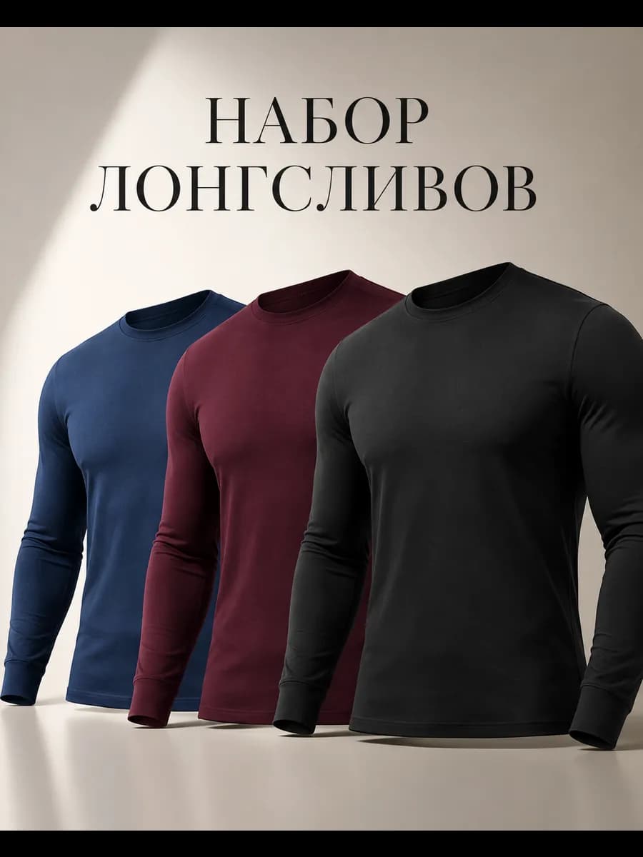 Лонгслив с длинным рукавом хлопок набор