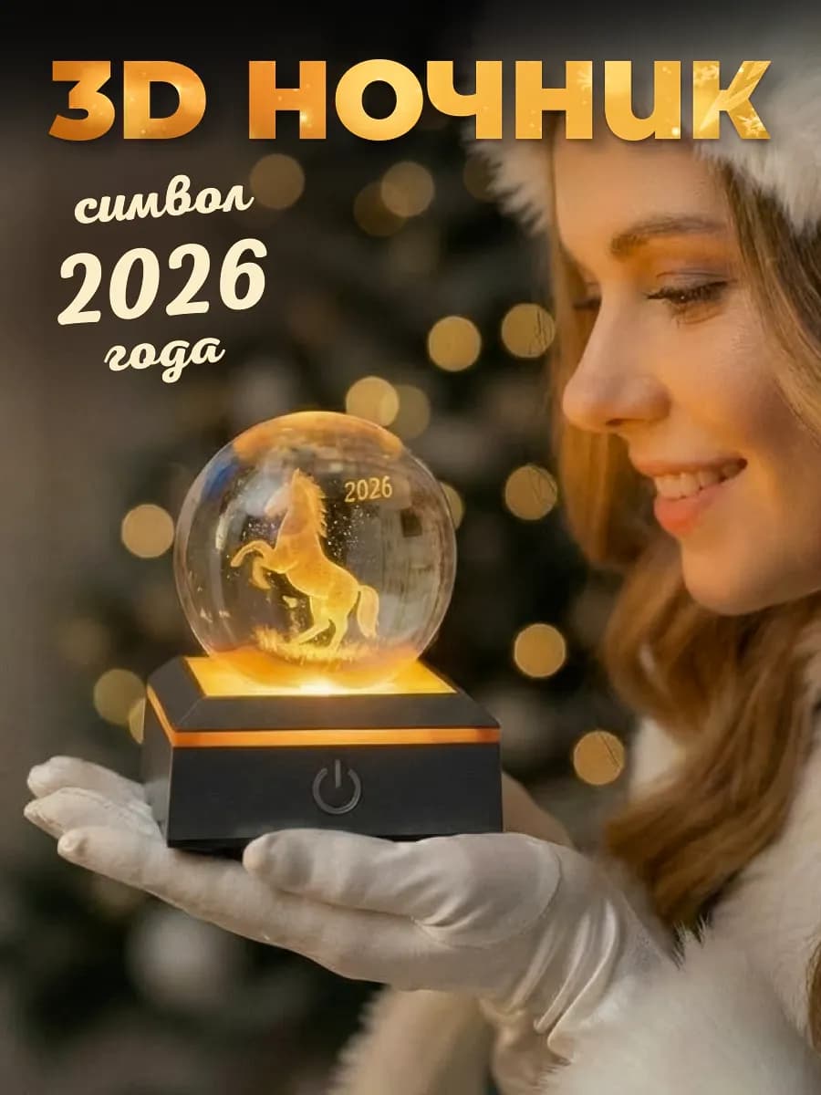 Ночник настольный с 3D символ 2026 года лошади