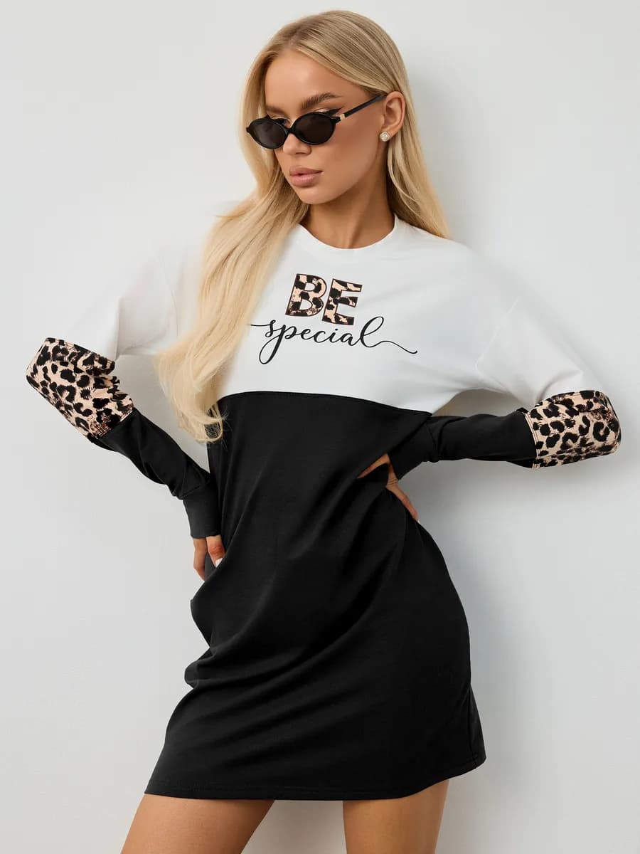 Платье туника удлиненная под лосины больших размеров леопард