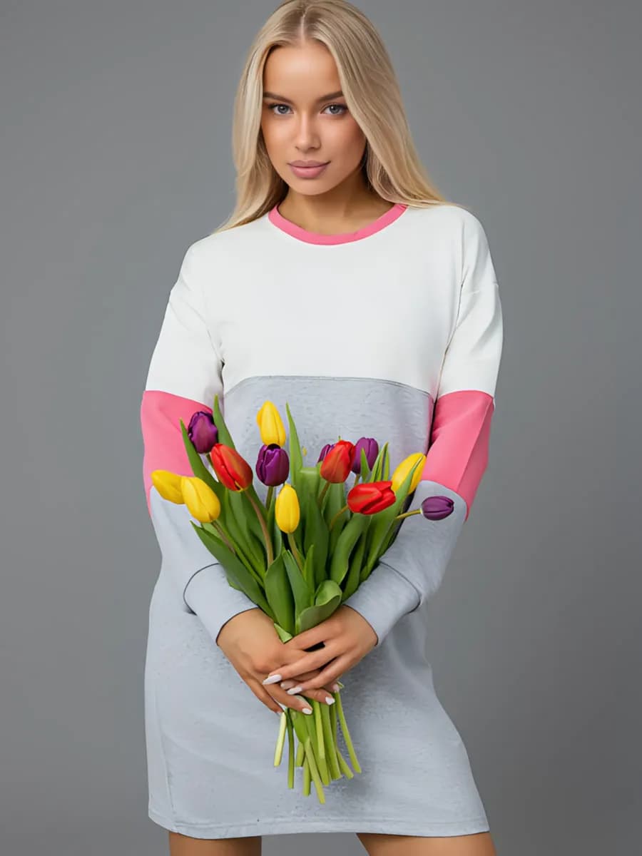 Платье туника повседневное стильное спортивное из футера