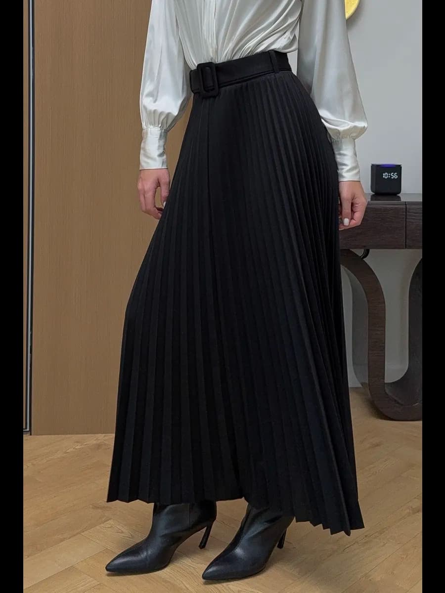 юбка теплая трикотажная плиссе макси