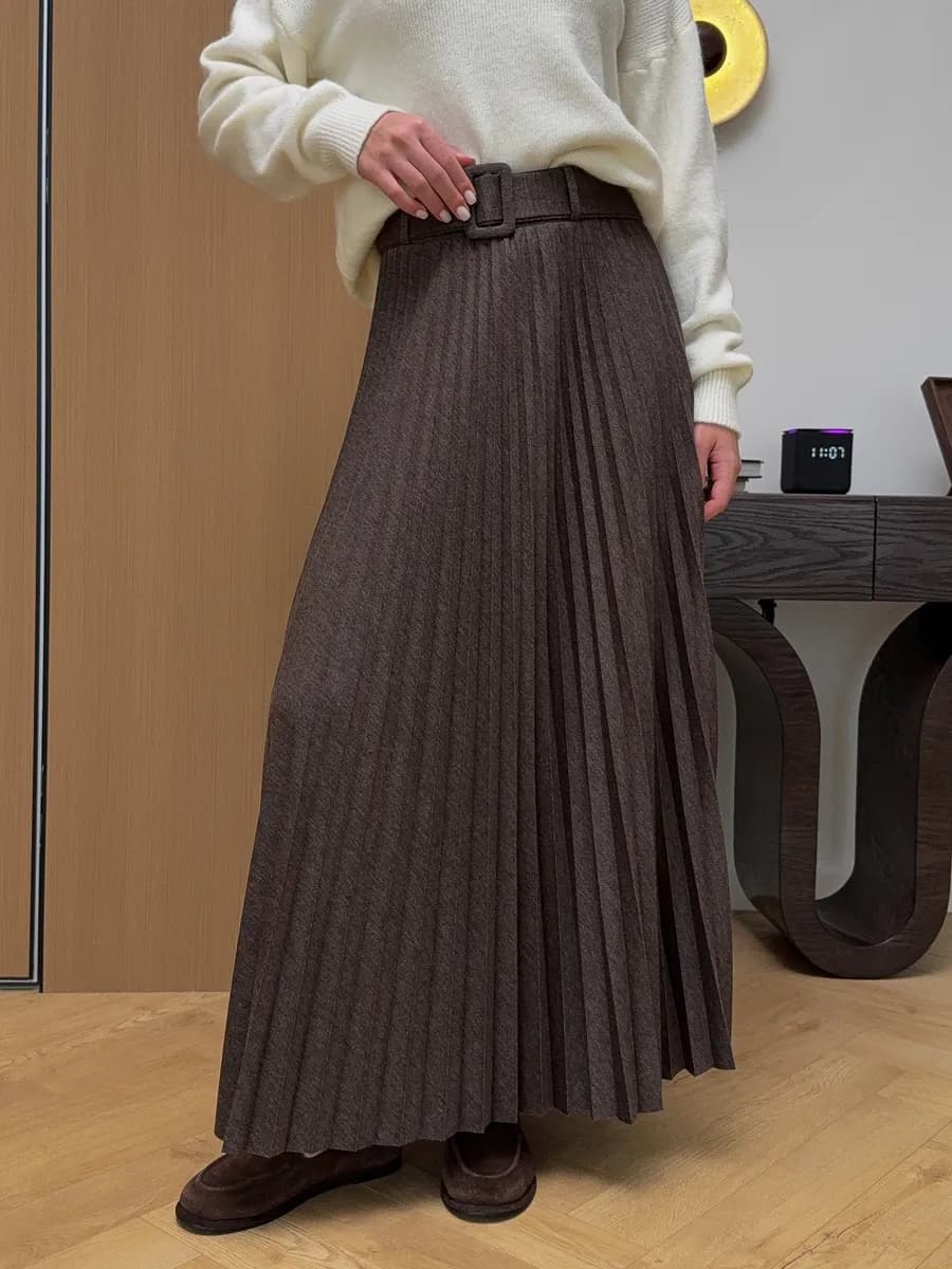 юбка теплая трикотажная плиссе макси