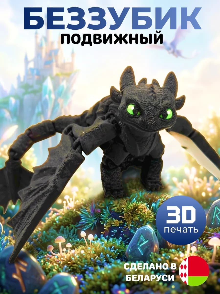 Игрушка Беззубик Как приручить дракона 3D Ночная Фурия