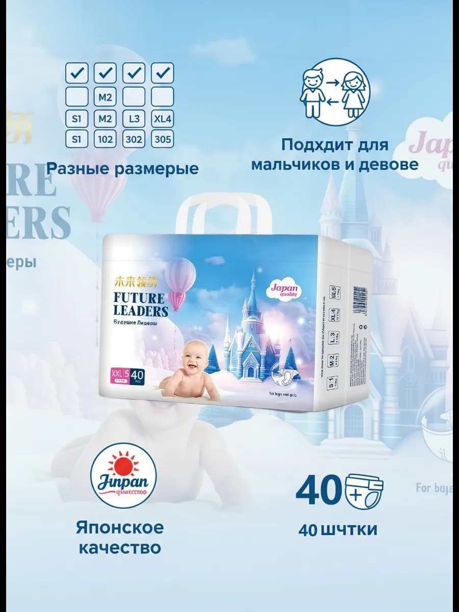 Подгузники для новорожденных 15-22 кг XXL 40 шт