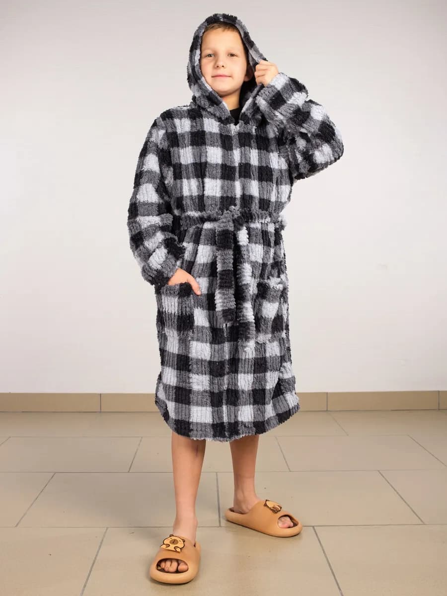 Халат с капюшоном детский на замке