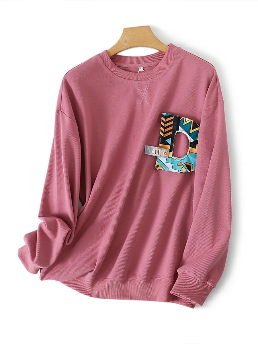 повседневная хлопковая толстовка с круглым вырезом