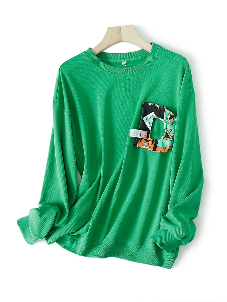 повседневная хлопковая толстовка с круглым вырезом