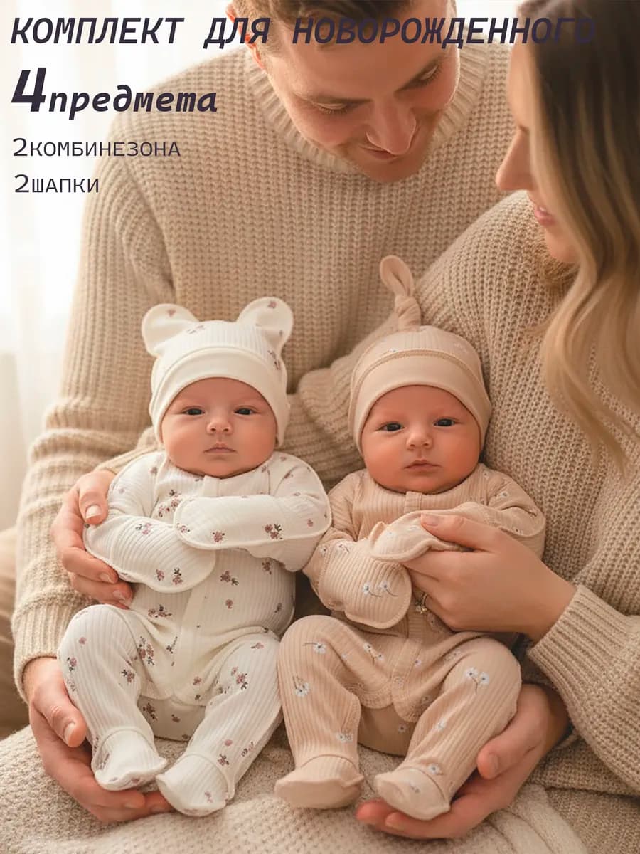 Комплект нательный для новорожденного 4в1