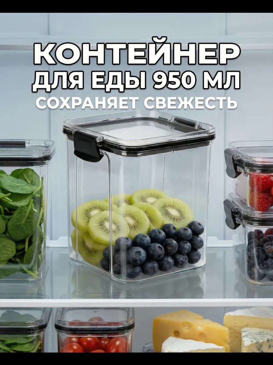 Контейнер для еды 950 мл с крышкой