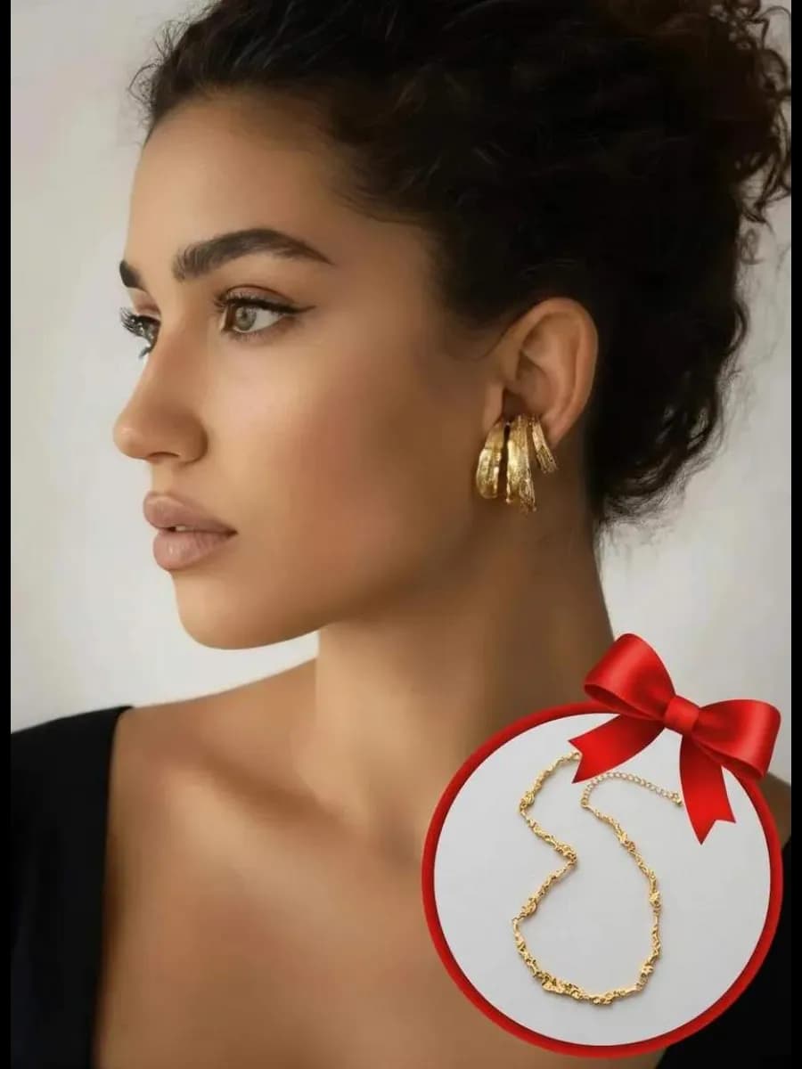 Серьги бижутерия крупные объемные вечерние колье в подарок - фото 1