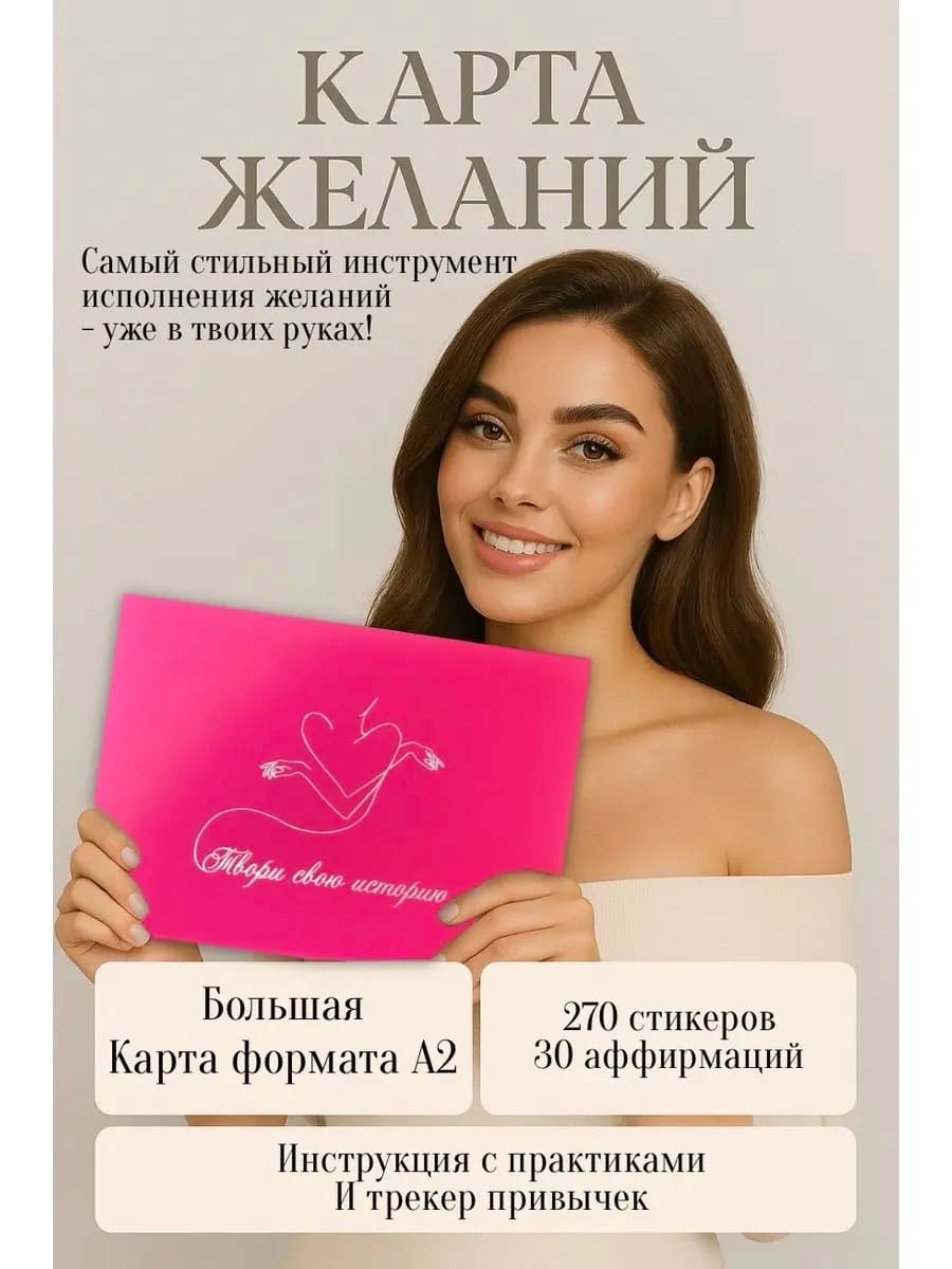 Карта желаний подарок женщине с наклейками трекер привычек
