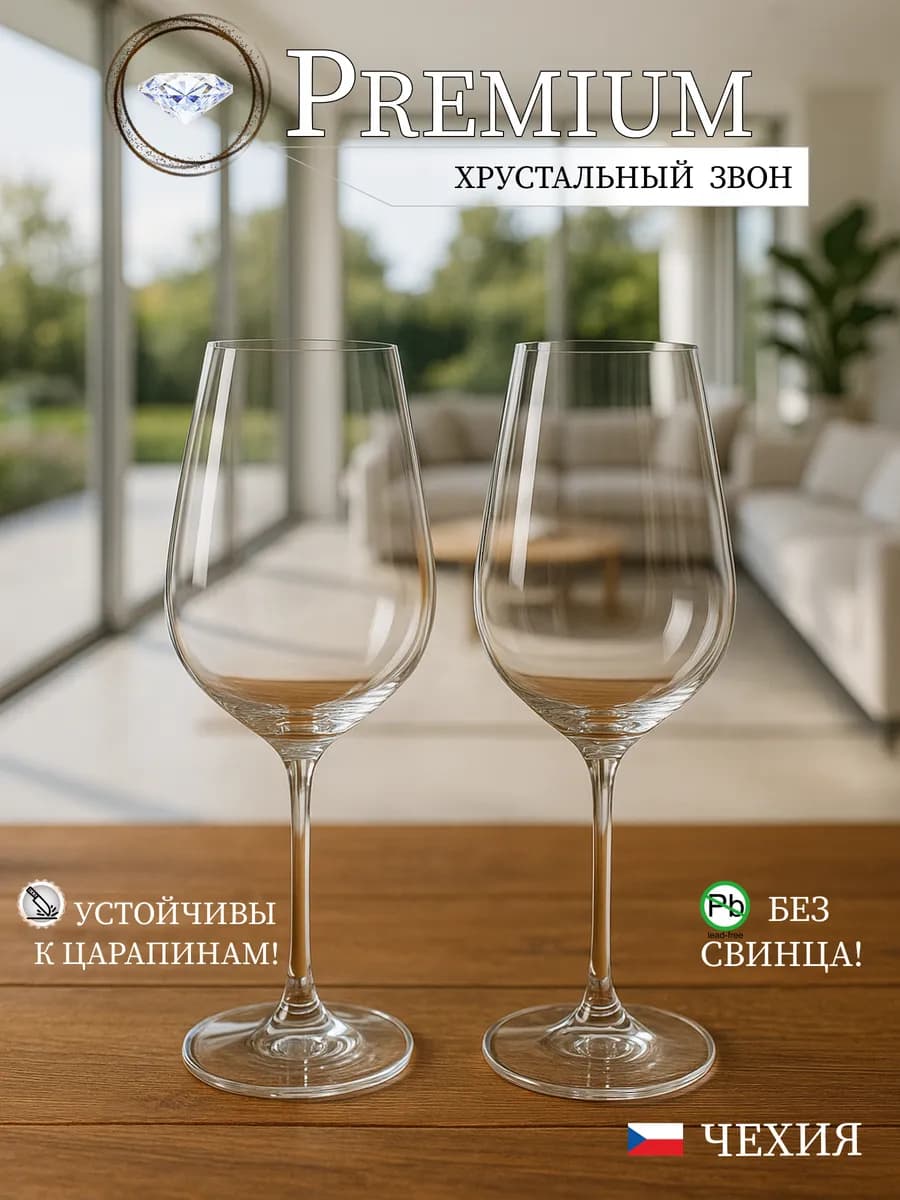 Бокалы для вина PREMIUM Classic 450 мл, набор 2 шт - фото 1