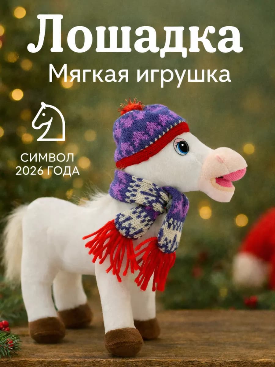 Лошадь Символ 2026 года мягкая игрушка 22 см