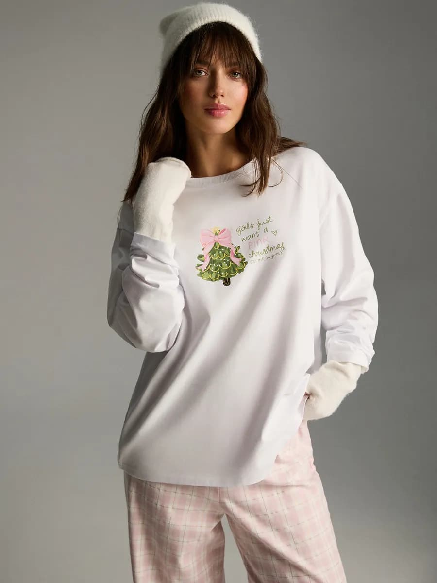 Домашний костюм пижама новогодняя лонгслив с брюками