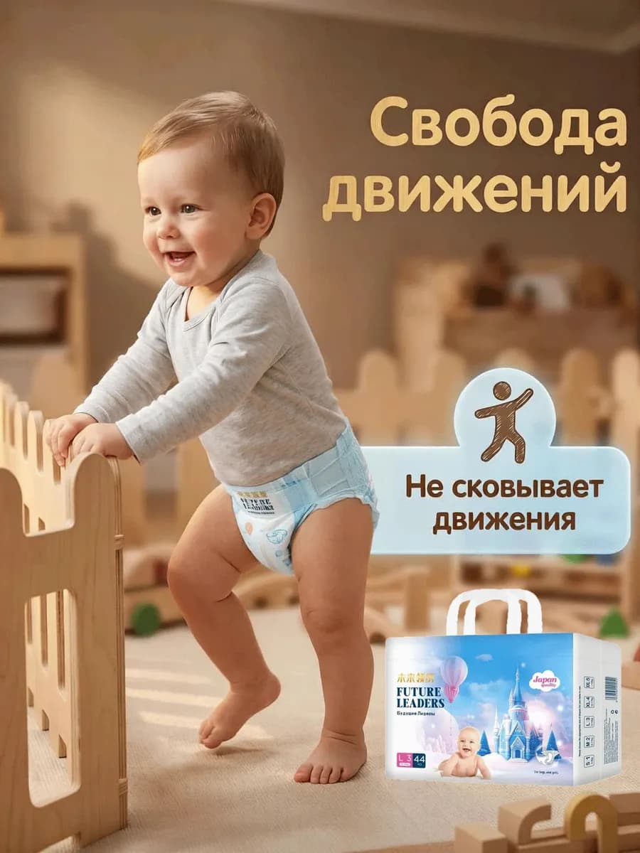 Детские подгузники на липучках 9-14 кг №3 L 44 шт