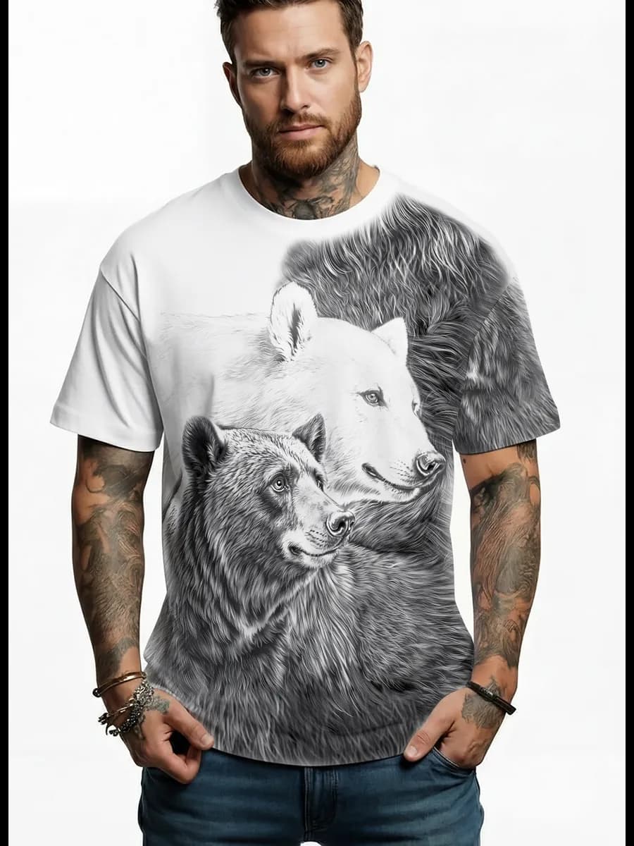 Футболка с принтом инь и ян медведи