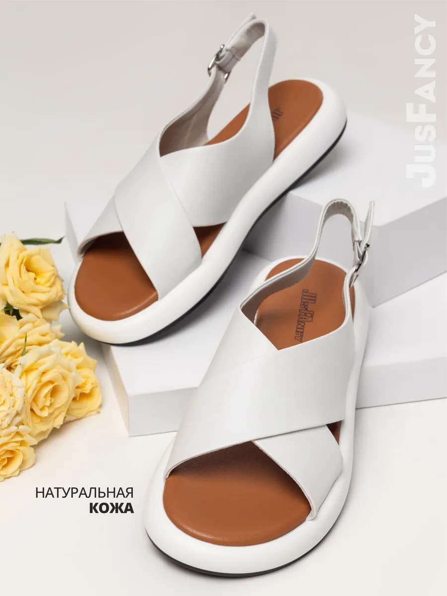 Босоножки женские без каблука натуральная кожа