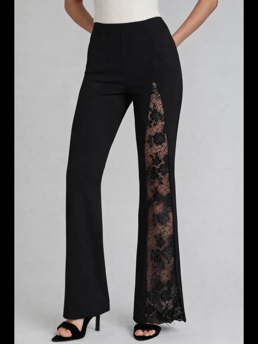 Брюки с кружевом клеш вечерние
