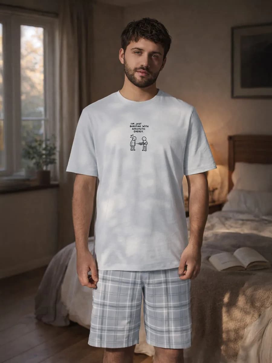 Пижама мужская с шортами и футболкой хлопок