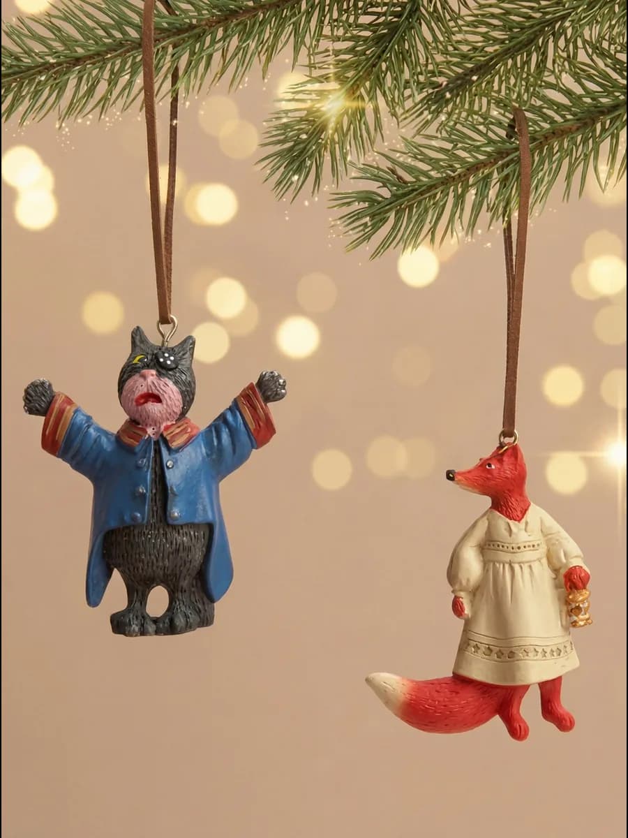Набор елочных игрушек, м ф Кот и Лиса, 2 персонажа