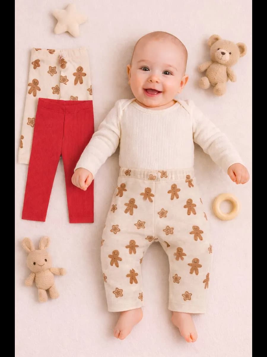 Штанишки для новорожденных комплект 2 шт. новогодние