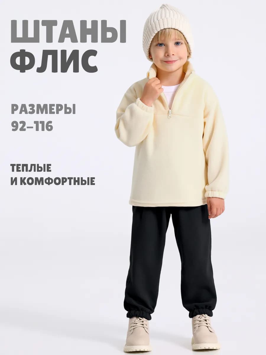 Штаны для мальчика теплые спортивные флис